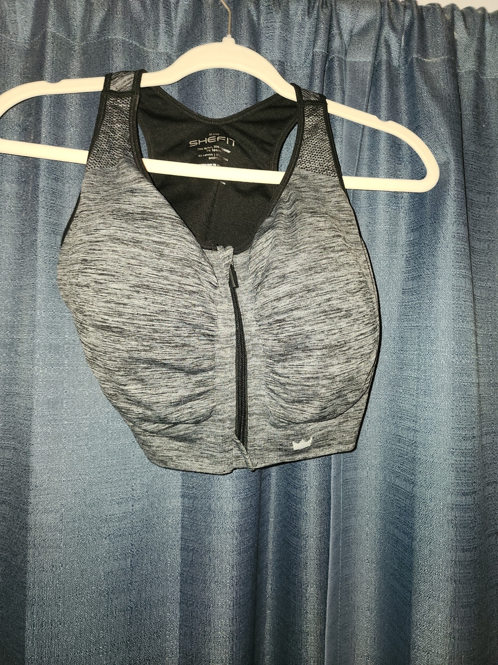 SHEFIT Gray Front-Zip Support Sports Bra